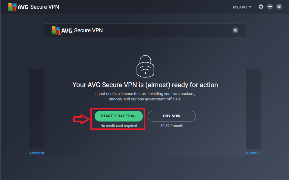How to get AVG VPN free trial step 3