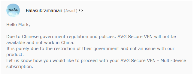 AVG VPN cannot bypass censorship