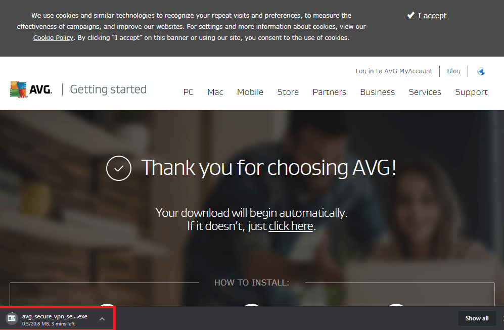How to get AVG VPN free trial step 2