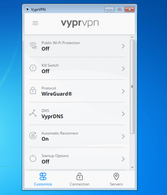 VyprVPN cheap VPN for Australia dashboard
