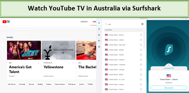 Surfshark-unblocked-Youtube-tv-in-AU