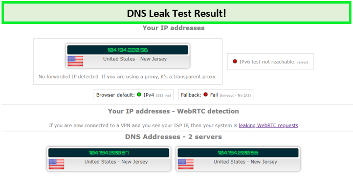 DNS Leak test tunnel bear