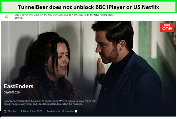 tunnel bear does not unblock BBC iplayer