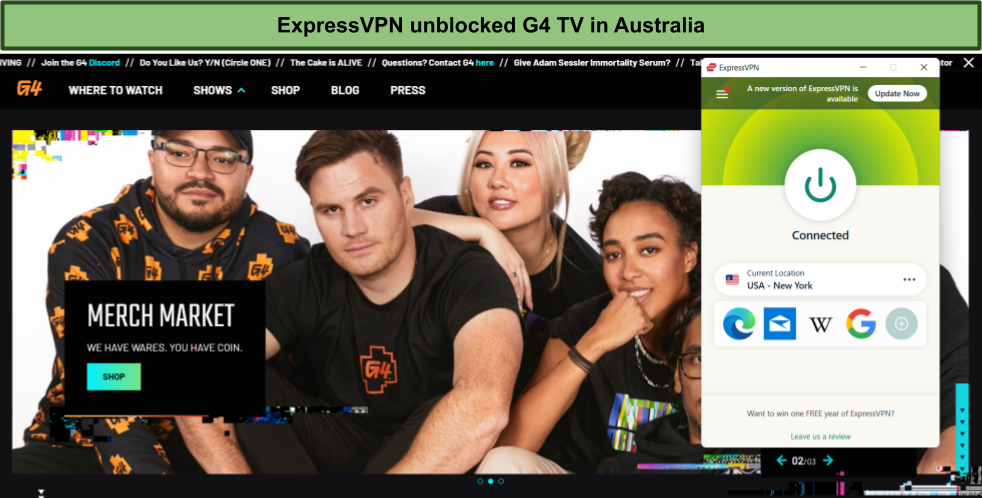 G4 TV in Australia with ExpressVPN
