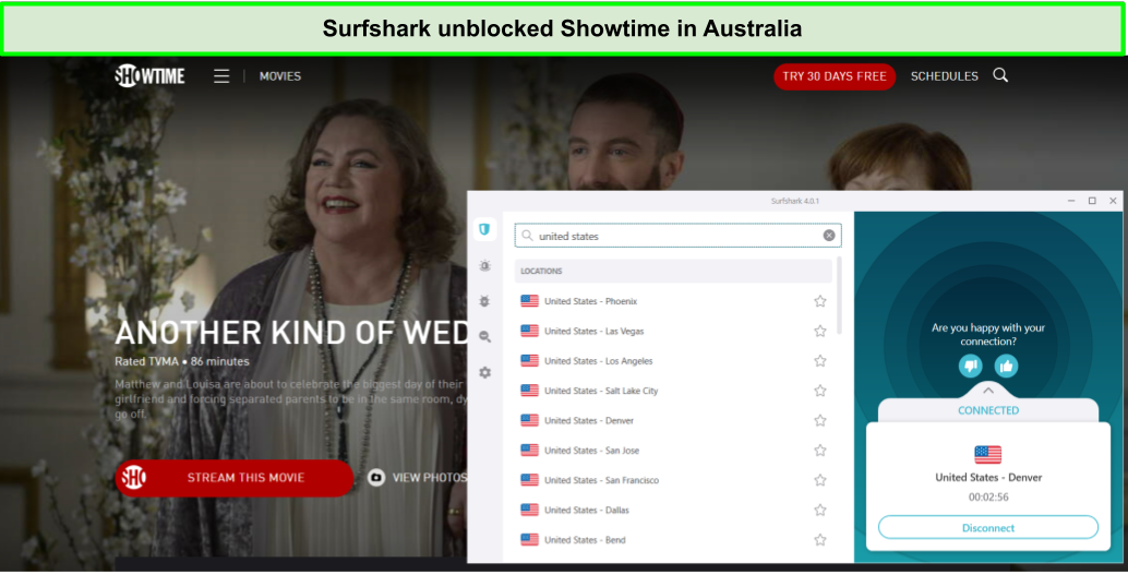 showtime in australia with surfshark