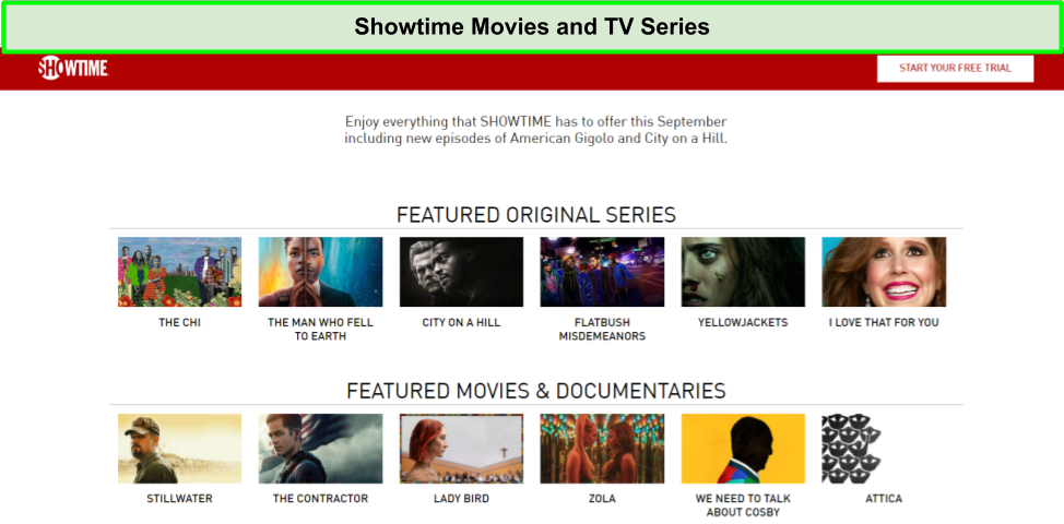 showtime movies and series