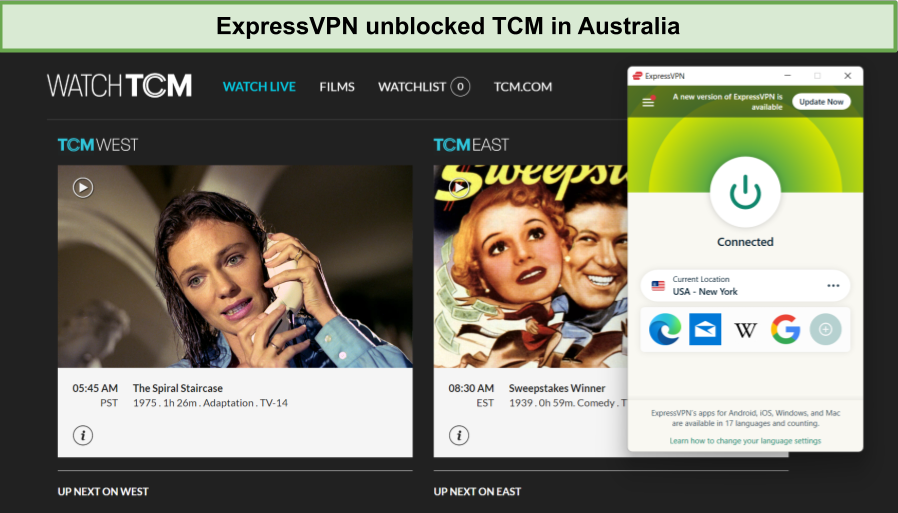 TCM in Australia with expressvpn