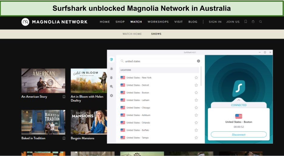 unblock magnolia network in australia with surfshark